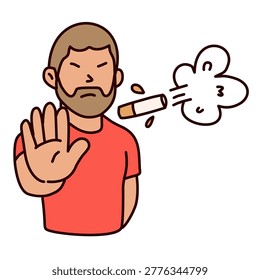 Person stopping secondhand smoke from reaching them