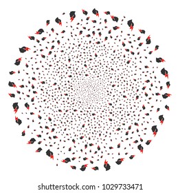 Person Stress Strike burst round cluster. Object pattern done from random person stress strike pictograms as fireworks globula. Vector illustration style is flat iconic symbols.