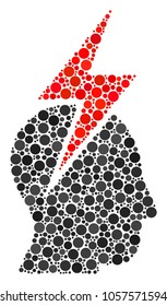 Person Stress Strike composition of filled circles in different sizes and color shades. Round dots are grouped into person stress strike vector mosaic. Vector design concept.