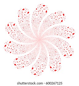 Person Stress Strike fireworks swirl flower with ten petals. Vector illustration style is flat red scattered symbols. Object twirl made from random icons.