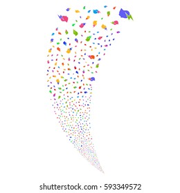 Person Stress Strike random fireworks stream. Vector illustration style is flat bright multicolored iconic symbols on a white background. Object fountain created from scattered icons.