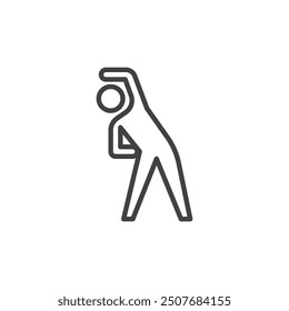 Person streckt Linie Symbol. lineares Design für mobiles Konzept und Webdesign. Dehnen Mann Umriss Vektorsymbol. Flexibilitätssymbol, Logo-Abbildung. Vektorgrafiken