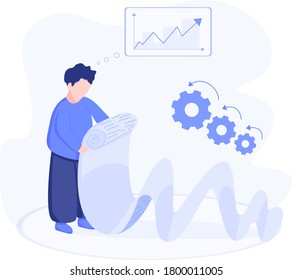 Una persona estudia datos, los analiza y construye una estrategia.
