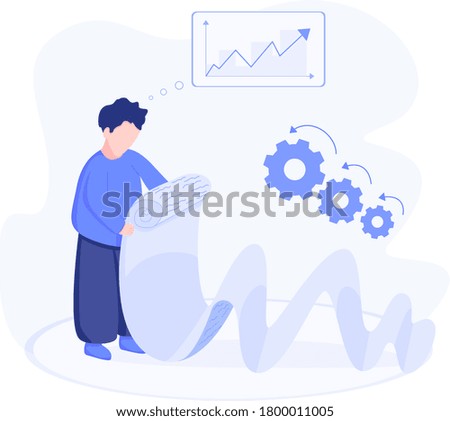 A person studies data, analyzes it and builds a strategy.