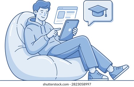 Person studying digital lessons on a laptop.