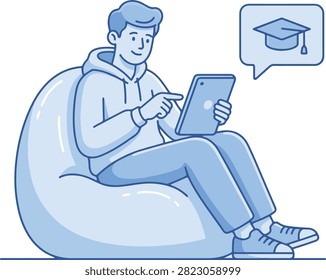 Person studying digital lessons on a laptop.