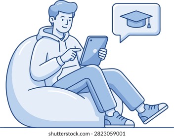Person studying digital lessons on a laptop.
