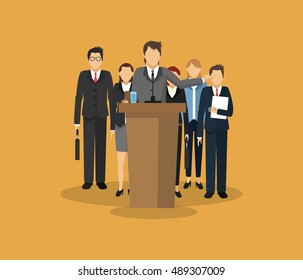 person in suit with business related icons image 