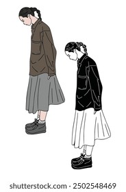 person in a suit. hand drawn line art illustration.