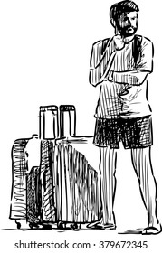 person with suitcases