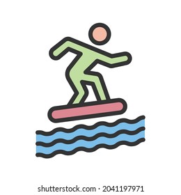 Person Surfing Symbol Vektorbild. Kann auch für Saison verwendet werden. Geeignet für mobile Apps, Web-Apps und Printmedien.