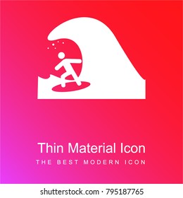 Person surfing red and pink gradient material white icon minimal design