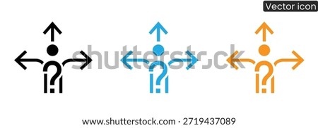 A person surrounded by arrows pointing in different directions, conveying confusion and indecision