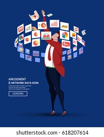 person surrounded by a database