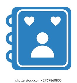 A person surrounded by hearts on a blue background representing love and affection in a symbolic way