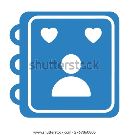 A person surrounded by hearts on a blue background representing love and affection in a symbolic way