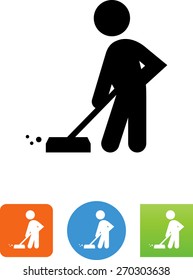 Person sweeping with broom icon