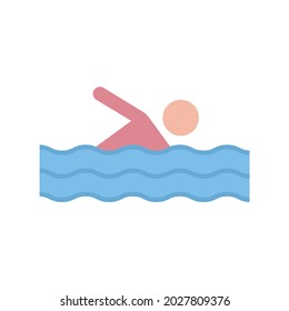 Person Swimming icon vector image. Can also be used for Seasonal. Suitable for mobile apps, web apps and print media.