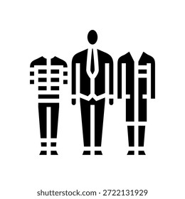 pessoa alternando uniformes de diferentes profissões ícone de glifo vetor. pessoa alternando uniformes de diferentes profissões sinal. símbolo isolado ilustração