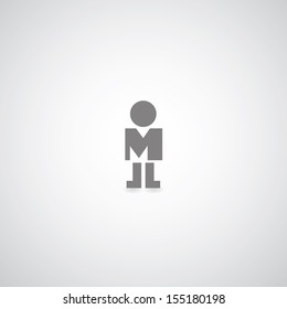 person symbol on gray background