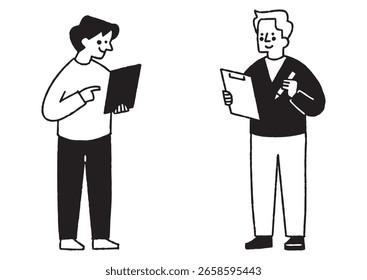 Una persona con una tableta y una persona con un binder_2