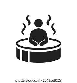 Person taking a bath icon on white background