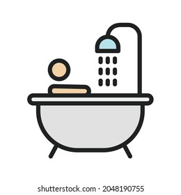 Person Taking Bath icon vector image. Can also be used for Miscellaneous Objects. Suitable for mobile apps, web apps and print media.