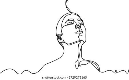 Pessoa que respira fundo em um desenho contínuo de uma linha, mindfulness e conceito de relaxamento.Desenho de uma linha de pessoa que respira fundo, mindfulness e conceito de relaxamento