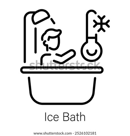 A person taking ice bath, a line style icon 