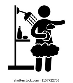 
A person is taking shower in a bathroom 
