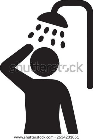 Person taking shower silhouette vector art illustration type isolated on white background