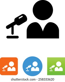 Person talking into a microphone icon