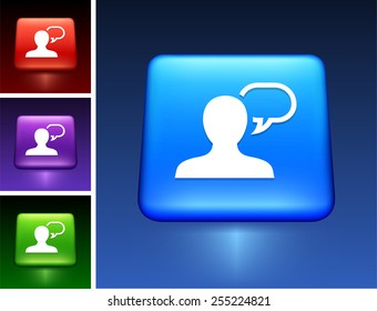 Person Talking on Elegant Vector Button