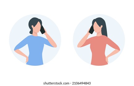 A person talking on the phone. Colored flat vector illustration. Isolated on white background. 