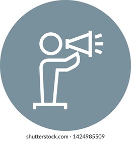 Person Talking Through Megaphone Outline Icon