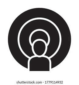 person target icon over white background, silhouette style, vector illustration