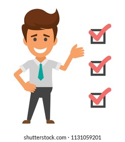 
A person with task list symbolising project manager  
