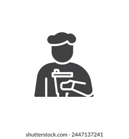 Eine Person, die Kaffee-Vektorgrafik-Ikone probiert. Gefülltes flaches Schild für mobiles Konzept und Webdesign. Symbol für die Kaffeeverkostung. Symbol, Logo-Darstellung. Vektorgrafik-Grafiken