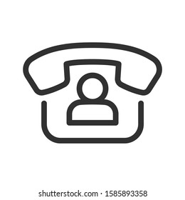 Person telephone, linear icon. Editable stroke