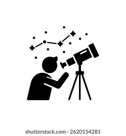 Person with Telescope Gazing at Stars Symbolizing Future Potential