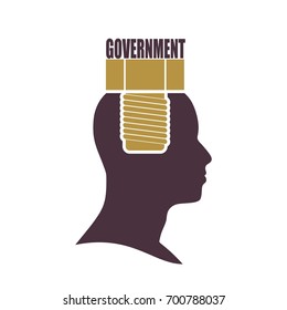 Person with text government flat icon. Rules and regulations. Terms and conditions icon. Screw in the head of a person.