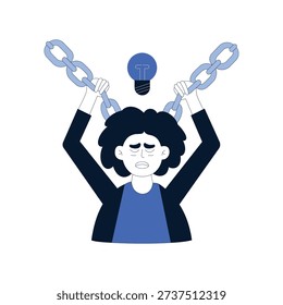 Person with their mind shackled Vector illustration. EPS 10 file		