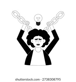 Person with their mind shackled Vector illustration. EPS 10 file		