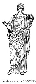  person. They wear the tunic, vintage line drawing or engraving illustration.