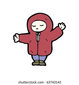 person in thick coat cartoon