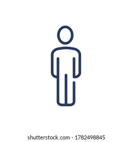 Person dünne Linie Symbol. Ein Mann, ein Einzelarbeiter-Profil, isoliertes Rahmenzeichen. Menschen, Unternehmen, Personalkonzept. Vektorgrafik-Symbol-Element für Webdesign und Apps