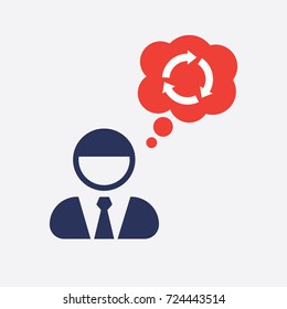 Person Think Bubble Rotation Icon Flat Isolated Vector Graphic 