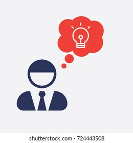 Person Think Idea Light Bubble Icon Flat Isolated Vector Graphic 