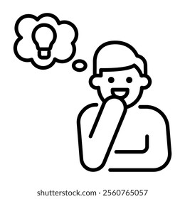 A person thinking creative ideas, line icon 