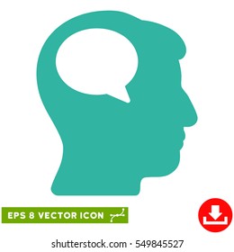 Person Thinking EPS vector pictogram. Illustration style is flat iconic cyan symbol on white background.